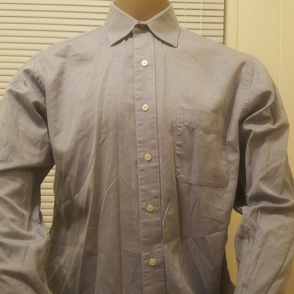 ROUNDTREE & YORKE Oxford Blue Solid Long Sleeve